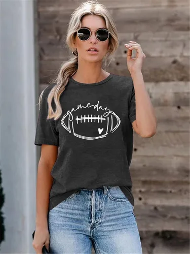 Vista 2 de Camisetas de fútbol para el día del partido, camisetas de fútbol para mujer, camisetas divertidas de manga corta para el domingo
