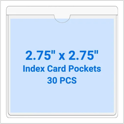 Vista 75 de 30 PCS Clear Self Adhesive Plastic Label Pockets, Top Loading Business & Library Index Card Holders, Peel and Stick Sleeves for Storage Bins, Totes