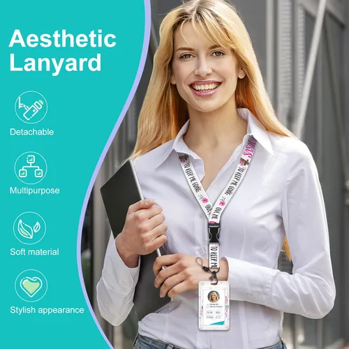 Vista 2 de Plifal Soporte para tarjetas de identificación con cordón y clip retráctil para cinturón, divertido llavero para amantes del café, extensor