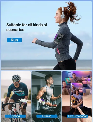 Vista 6 de Soporte de teléfono para correr para iPhone [giratorio de 360° y anticaída mejorado] Soporte magnético para teléfono celular, brazalete compatible