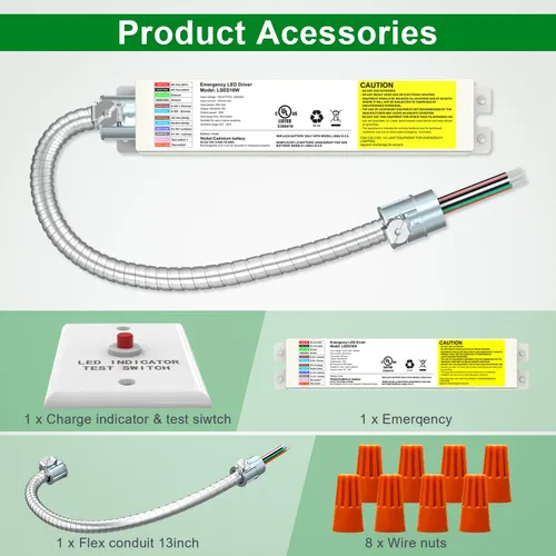 Vista 5 de Batería de reserva de emergencia de luz LED 20W 150-200VDC, conductor recargable de emergencia LED para luces Dimmable 10-120W