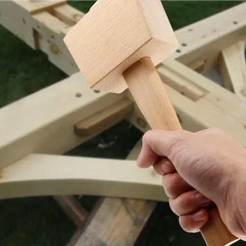 Vista 6 de Hordion 1 martillo de madera de 9.6 pulgadas, martillo de hielo resistente, talla de mazo de haya, herramienta de mano de madera de haya maciza