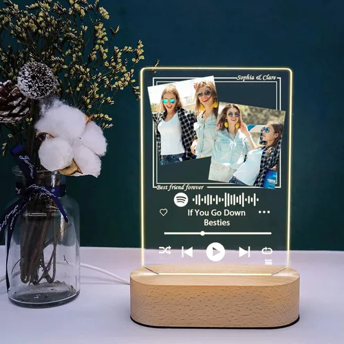 Vista 3 de YESCUSTOM Regalo personalizado para novio novia poema acrílico Cubierta de álbum acrílico Lámpara de luz nocturna transparente personalizada