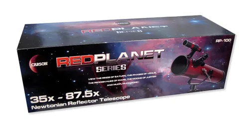 Vista 3 de Carson Red Planet - Telescopio reflector newtoniano de 35-3.071 x 2.992 in (RP-100), rojo