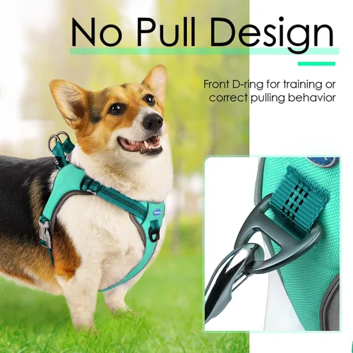 Vista 3 de ThinkPet Arnés sin tirones, a prueba de escape, chaleco reflectante para perro, ajustable, transpirable, arnés halter con clip trasero/frontal
