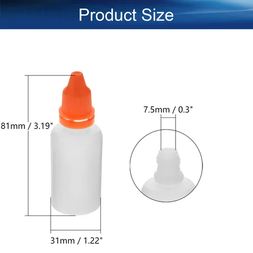 Vista 2 de Bettomshin Botellas de gotero líquido de ojo exprimible de plástico de 1.0 fl oz PE Botella de reactivo de laboratorio de boca pequeña, sello