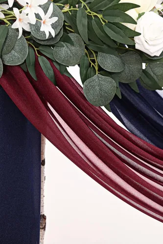 Vista 4 de 2 paneles de cortinas de arco de boda de 20 pies sin arrugas, tela drapeada, ligeramente brillante para decoración de ceremonia de boda, recepción