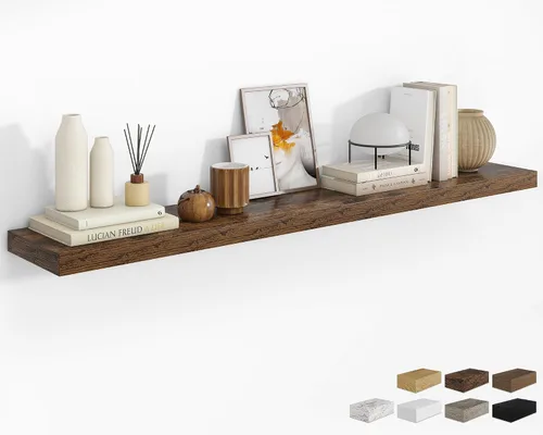 Vista 41 de RICHFOCUS Estantes flotantes de 8 pulgadas para estantes cuadrados de pared para dormitorio, cocina, baño, estante flotante de madera rústica