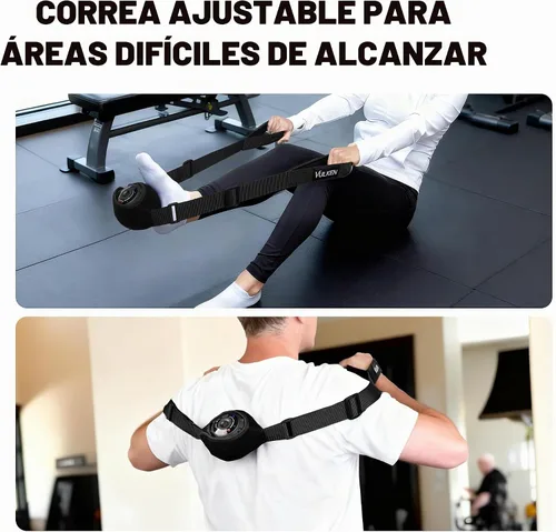 Vista 3 de Bola de Masaje Vibratória Vulken para Recuperación Muscular con SphereStrap – Objetivo Áreas de Difícil Acceso, Masaje de Espalda Sin Manos. Bola