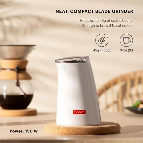 Vista 2 de Bodum C-Mill - Molinillo eléctrico para café y especias, hoja de acero inoxidable, color blanco