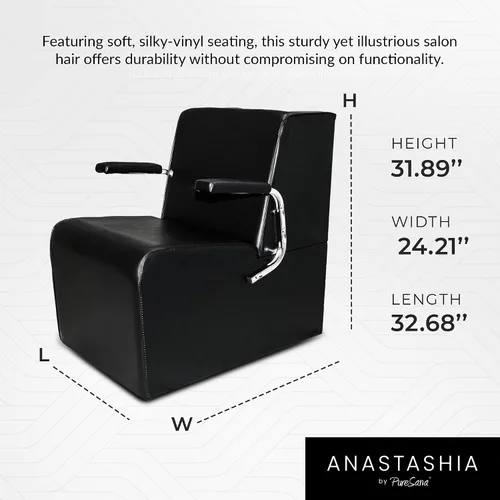 Vista 3 de Chromium PureSana - Silla secadora de pelo con plataforma de vinilo, color negro