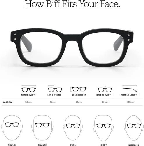 Vista 4 de eyebobs - Biff Premium Traditional and Blue Light Reading Glasses for Men and Women Square Frame for Narrow Faces