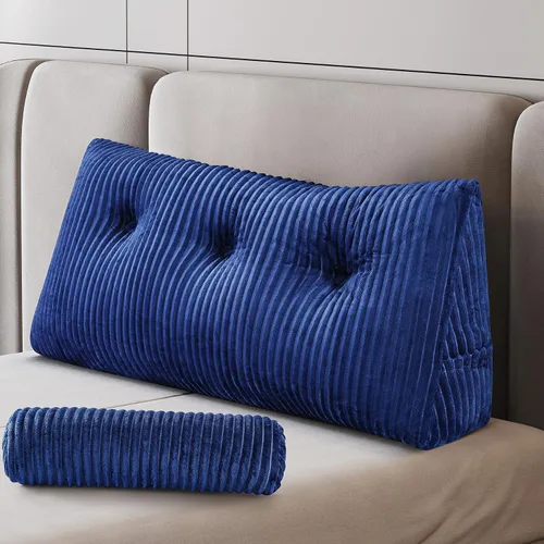 Vista 19 de Z-hom - Almohada grande para cabecero con un solo rollo, almohada de cuña para sentarse en la cama, cojín triangular de apoyo de respaldo para leer