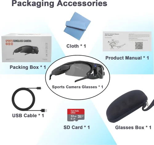 Vista 7 de Lentes de sol con cámara WiFi, lentes de video 4K HD 1080P con lente polarizada UV 400 para ciclismo, camping, conducción, viajes