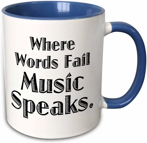 Vista 9 de 3D Rose Where Words Fail Music Speaks - Taza de cerámica de dos tonos, 11 onzas, color negro