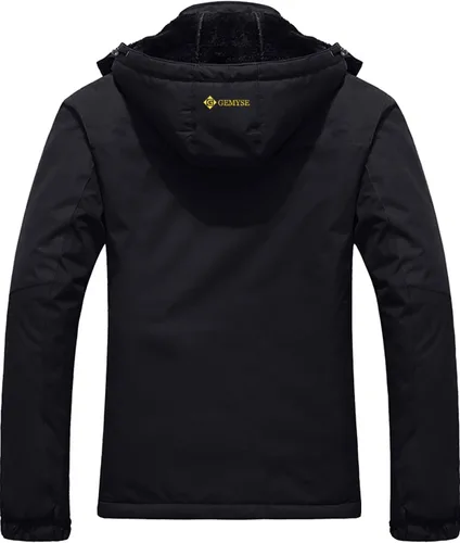 Vista 2 de GEMYSE Chaqueta impermeable de esquí para mujer, chaqueta de invierno con capucha, resistente al viento, para mujer