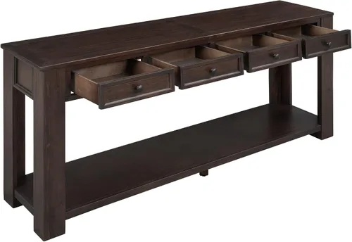 Vista 12 de Merax Sofa Table with Storage Drawers and Bottom Shelf, Rustic Console Table with Thickened Legs, Long Entryway Table for Hallway & Living Room
