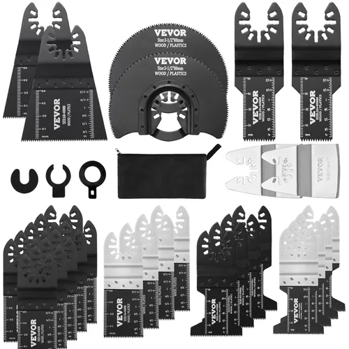 Vista 12 de VEVOR 100 piezas de cuchillas oscilantes, kit de cuchillas de multiherramienta de liberación rápida, cuchillas de herramienta HCS para madera