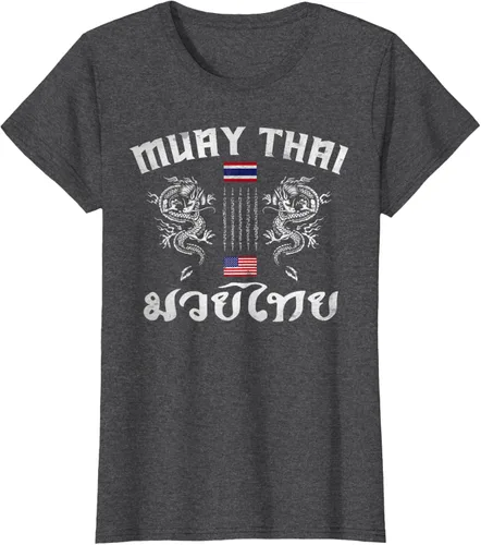 Vista 6 de Camiseta de equipo de entrenamiento de boxeo Muay Thai con bandera estadounidense de Tailandia, Negro, S