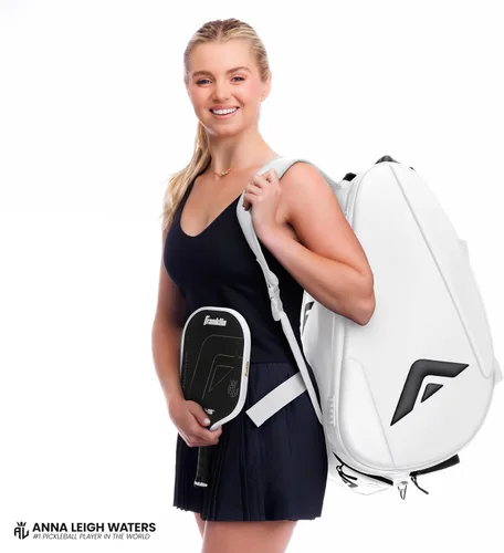 Vista 2 de Franklin Sports Pro Series Bag II - Anna Leigh Waters - Bolsa profesional de pickleball - Duffle/mochila - Almacenamiento premium - Blanco