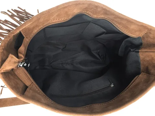 Vista 7 de HOXIS Bolso bandolera de cuero de ante sintético con borla para mujer