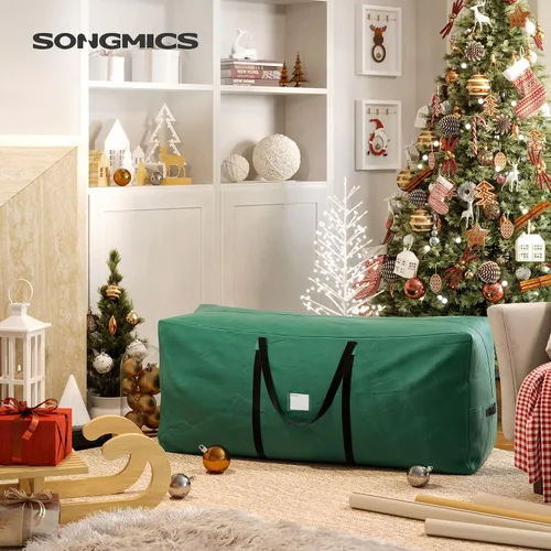 Vista 2 de SONGMICS Bolsa de almacenamiento para árbol de Navidad, hasta 9 pies, tela Oxford 600D resistente al desgaste, contenedor de almacenamiento