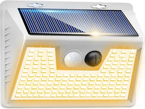 Vista 41 de Peasur Luces Solares para Exteriores con Sensor de Movimiento, 140 LED Luz Solar Alimentada por Energía Solar para Cerca Impermeable, 3 Modos