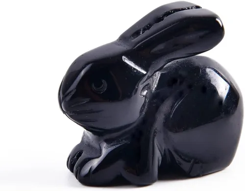 Vista 10 de YGLINE Figura de conejo de cristal con piedras preciosas para tallar animales (aventurina verde)