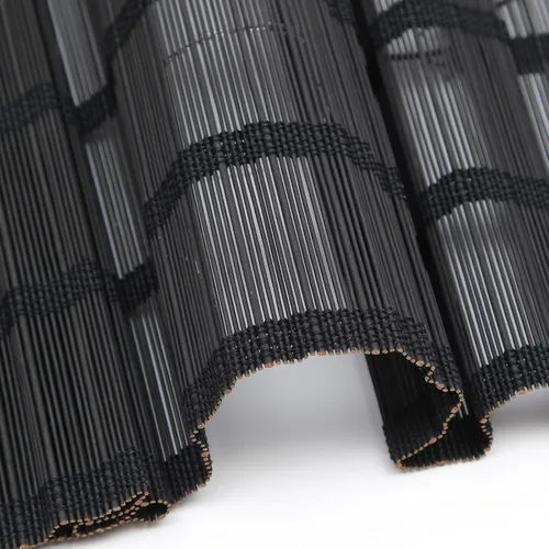 Vista 3 de Persianas romanas de bambú sin cordones para ventanas, persianas de madera tejida natural de ónix negro con cenefa de 6 pulgadas de alto, persianas
