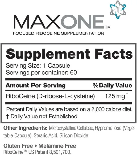 Vista 7 de Max One, Suplemento enfocado de riboceína, 60 cápsulas vegetales, 60 porciones