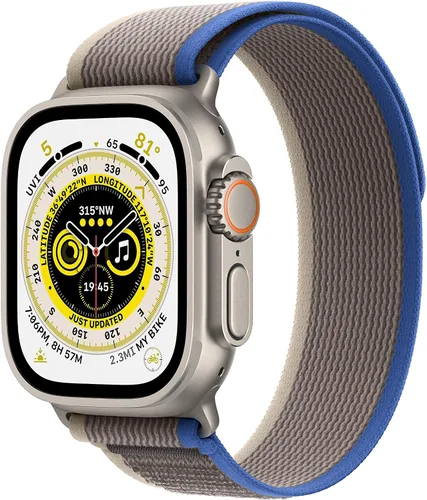 Vista 12 de Apple Watch Ultra [GPS + Celular 49mm] Caja de titanio con correa Alpine verde, pequeña (renovada)