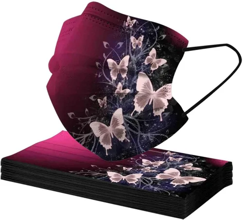 Vista 5 de 50 cubrebocas de mariposa, tela de protección de 3 capas, diseño de mariposa de verano para adultos y niños, regalo de fiesta al aire libre