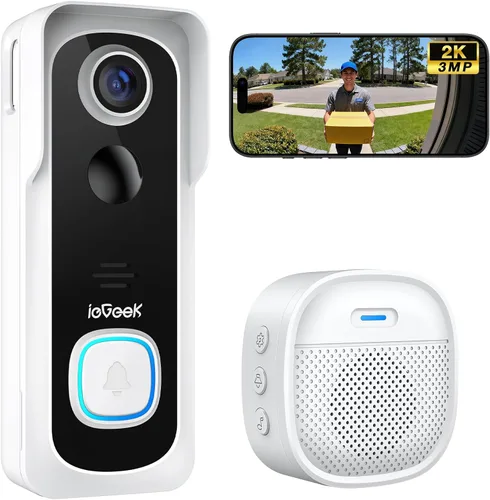 Vista 11 de ieGeek Timbre inalámbrico sin suscripción, visión nocturna ultra clara de 5 MP, detección de movimiento PIR, timbre de video con timbre