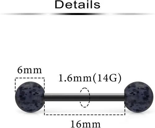 Vista 2 de Ftovosyo - Retenedor recto de aro para lengua o pezón calibre 14 G de 5/8 de pulgada (16 mm) que brilla en la oscuridad, de acrílico flexible; joyas