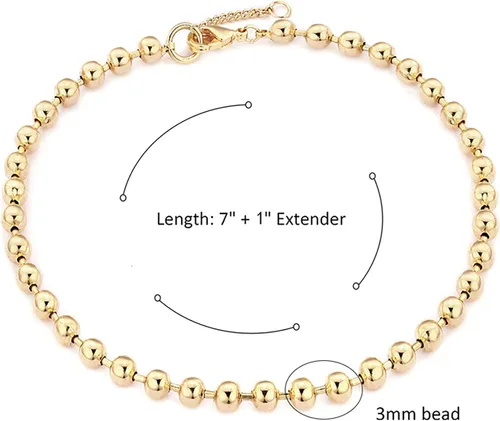 Vista 5 de Valloey Rover Pulsera de cadena de eslabones de oro delicada para mujer, chapada en oro de 14 quilates, simple y delicada, pulsera de eslabones