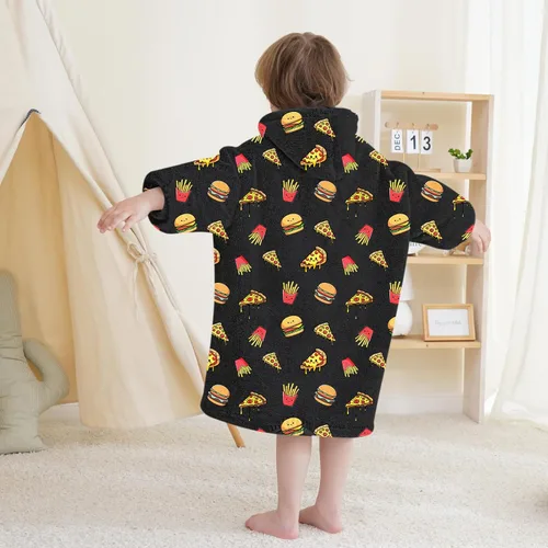 Vista 6 de Mewkou Manta con Capucha Portátil para Niños Sudadera con Capucha de Sherpa Extra Grande para Niños, Niñas y Niños Pequeños de 2 a 6 años