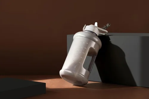 Vista 7 de H2O Capsule INSPO Botella de agua de medio galón con marcador de tiempo y popote. Motivacional seguidor de hidratación. Jarra grande sin BPA, segura