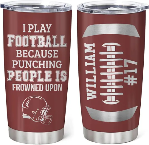 Vista 13 de Hyturtle Vaso de fútbol personalizado – Vaso de acero inoxidable con nombre personalizado de 20 onzas con tapa con pajilla, regalos de fútbol