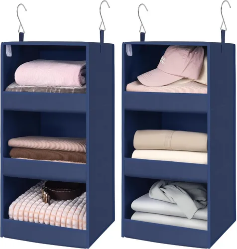 Vista 20 de GRANNY SAYS Organizador Colgante de 6 Estantes para Closet, Separable en 2 Paquetes de 3 Estantes Colgantes, Organizador Colgante para Dormitorio, 6