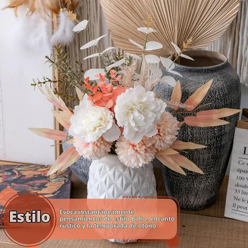 Vista 5 de 2 ramos de flores artificiales de estilo bohemio, 17 pulgadas, ramos de flores de otoño para novia, dama de honor, centro de mesa rústico