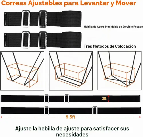 Vista 4 de Correas para mover muebles con hebilla en el pecho, sistema de elevación y movimiento para 2 personas, correa de hombro ajustable para transportar