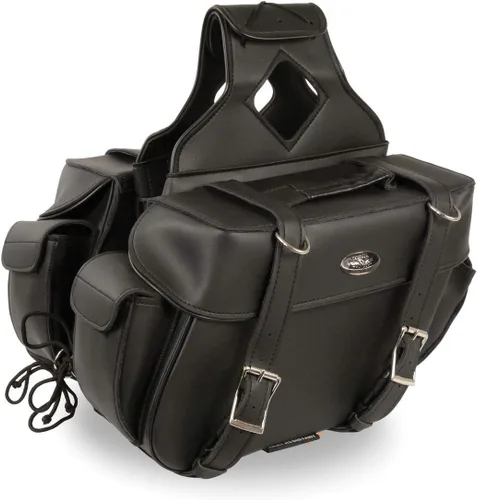 Vista 20 de Milwaukee Leather SH66901ZB - Alforjas medianas de PVC negro con 2 correas, colocación por encima, con ribetes reflectantes - Talla única