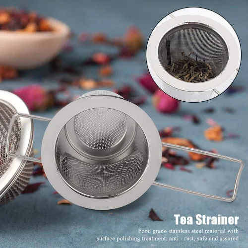 Vista 2 de Fdit Filtro plegable del colador de la taza del metal del infusor del té de la malla del acero inoxidable con la tapa