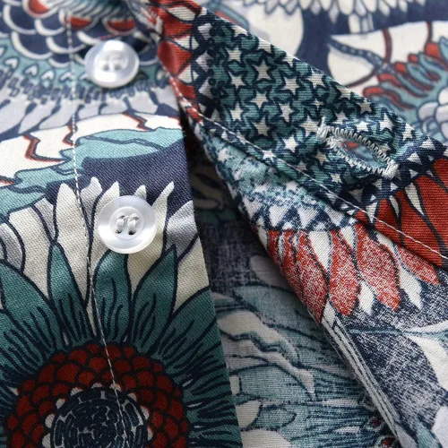 Vista 4 de Camisas hawaianas con botones para niños y hombres, casual, manga corta, camisa Aloha floral, 2 años - Hombres 2XL