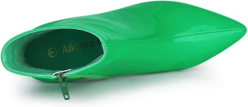 Vista 4 de Allegra K Botines con cremallera y tacón grueso para mujer