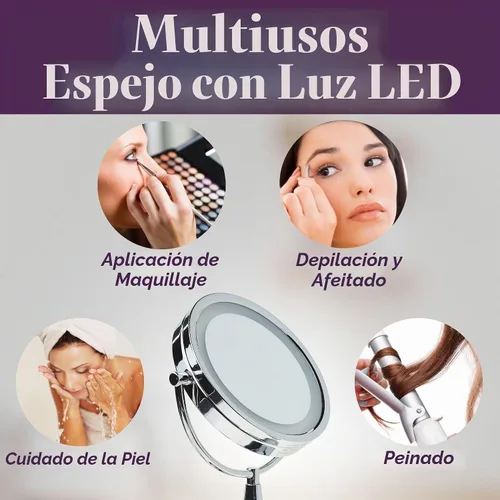 Vista 7 de JERDON HL8510CL - Espejo de maquillaje iluminado con aumento de 8X - Cromo