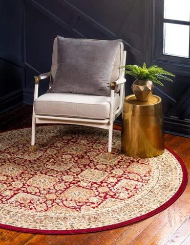 Vista 13 de Unique Loom - Colección Voyage - Alfombra redonda tradicional oriental, marrón, Polipropileno, verde claro/azul claro