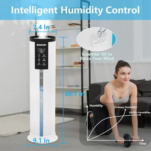 Vista 5 de Humidificador, humidificador inteligente de 3.4 galones (13 litros) para dormitorio y hogar, humidificadores de niebla fría de 2000 pies cuadrados