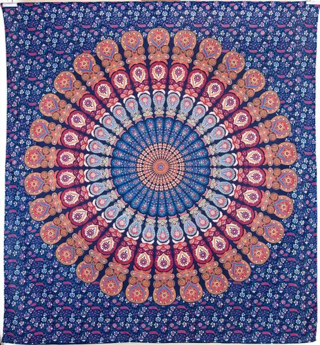 Vista 16 de Popular Handicrafts - Tapiz para colgar en la pared con diseño hippie de mandala bohemia, psicodélico, indio de pavo real, para meditación, gitano