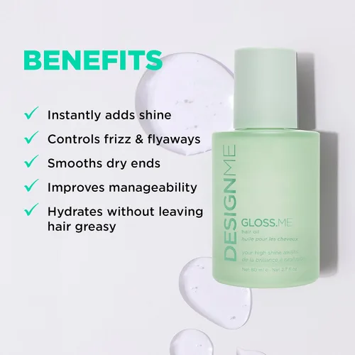 Vista 2 de Design.Me GLOSS.ME Hair Oil Anti Frizz Hair Serum for Women Argan Hair Oil Adds Shine, Smoothness, & Hydration Paraben & Sulfate Free Straight